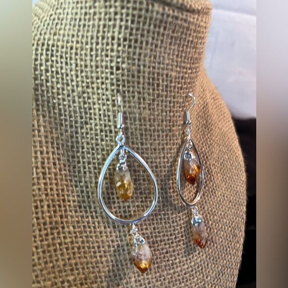 Brazilian Natural Citrine Drop Earrings in Silvertone 42.50ctw - Picture 9 of 15